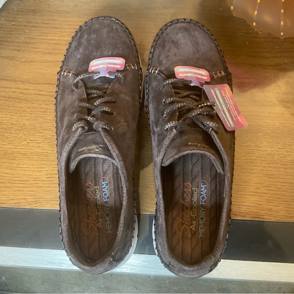 SKECHERS WOMENS  SEAGER-PROSPECT-MOC TOE WHIPSTITCHED LACE UP SNEAKERS 9.5 NEW - Picture 5 of 7